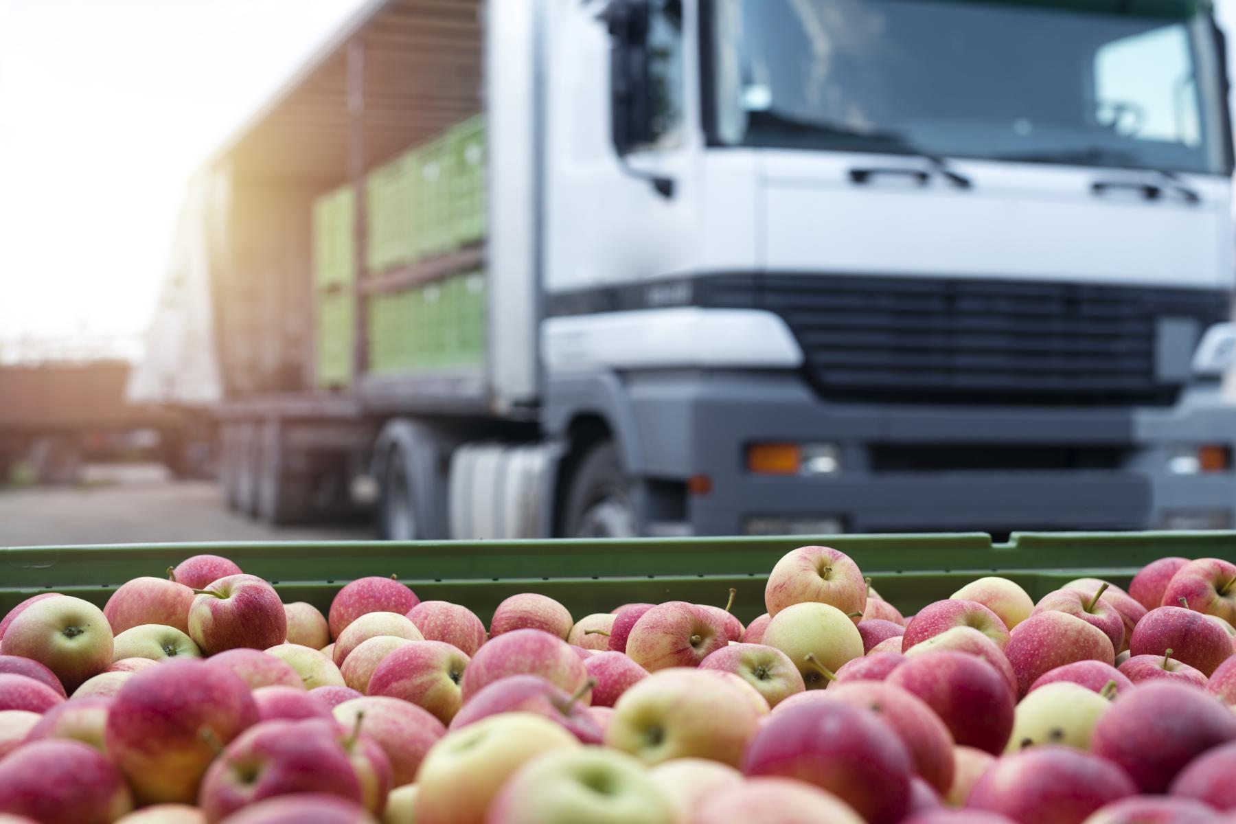 Lkw mit Äpfeln als Ladung