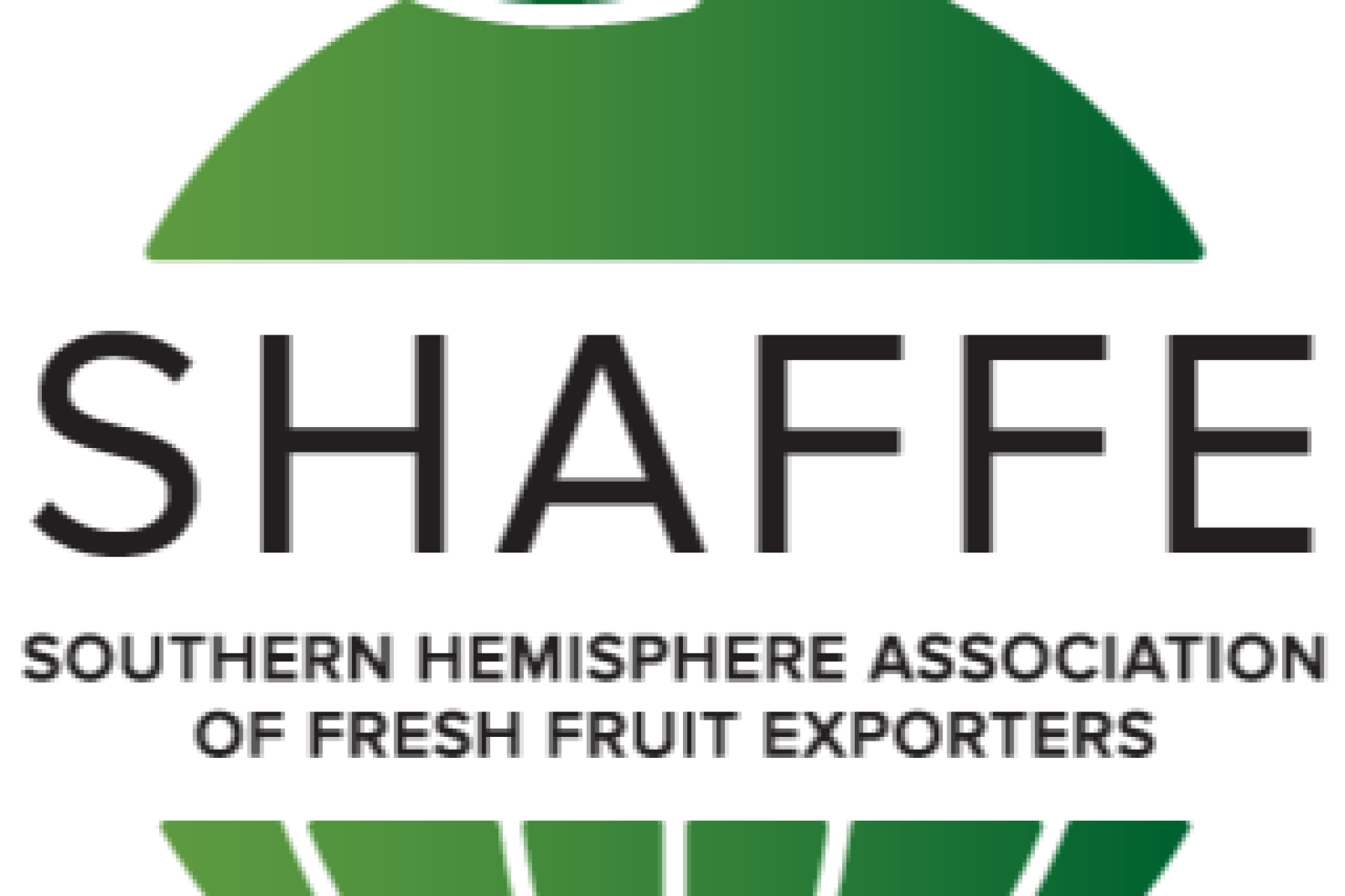 Logo der Southern Hemisphere Association of Fresh Fruit Exporters (SHAFFE) mit grünem stilisiertem Globus und schwarzem Schriftzug.
