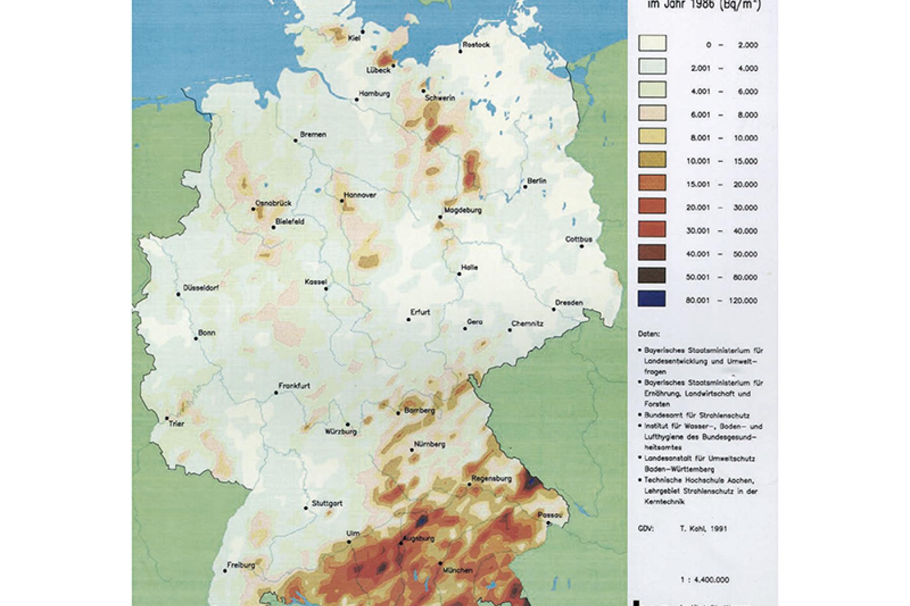 Karte zeigt an, wie der Boden kontaminiert ist