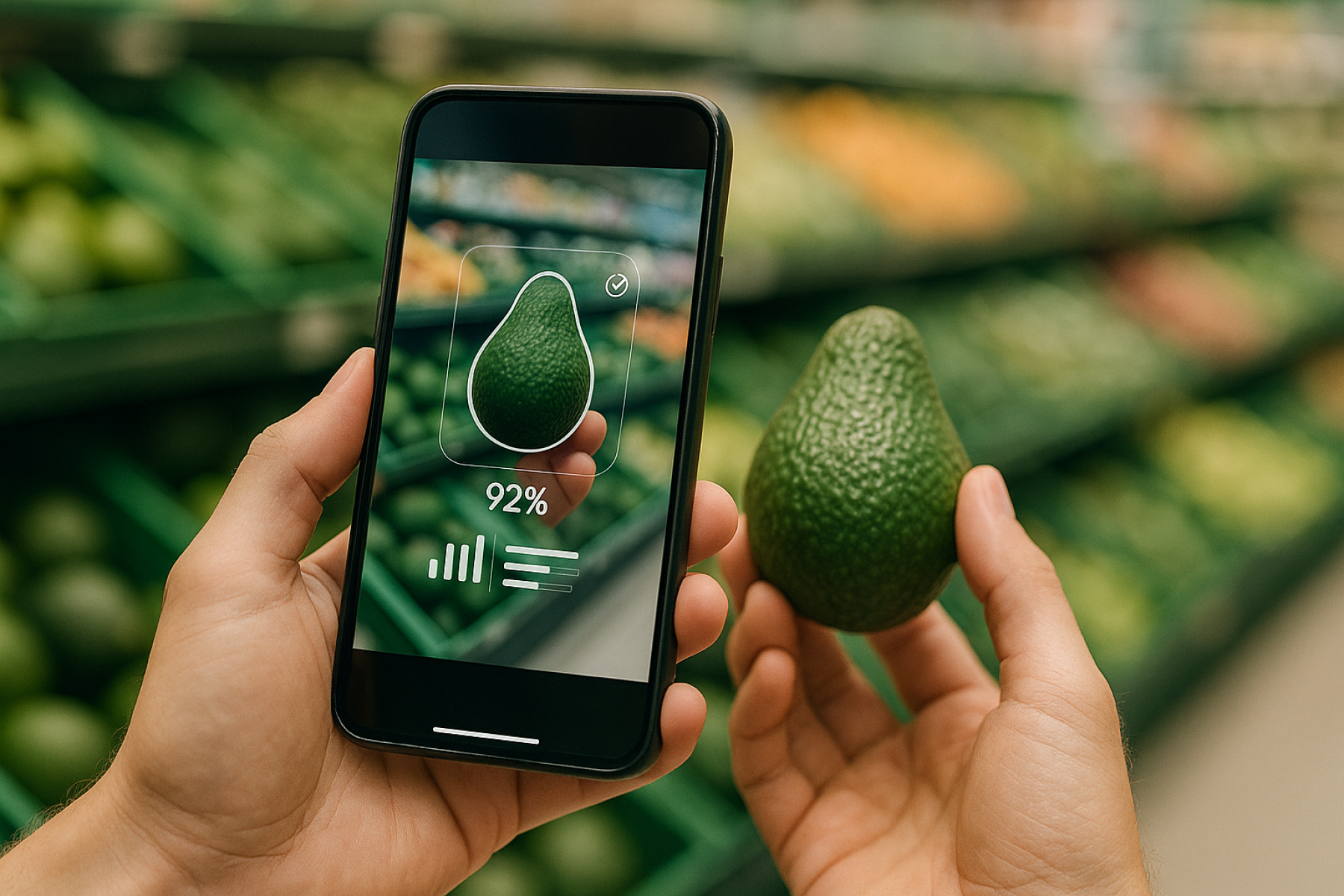 Smartphone-Scan erkennt Avocado-Reife (KI-generiertes Bild)