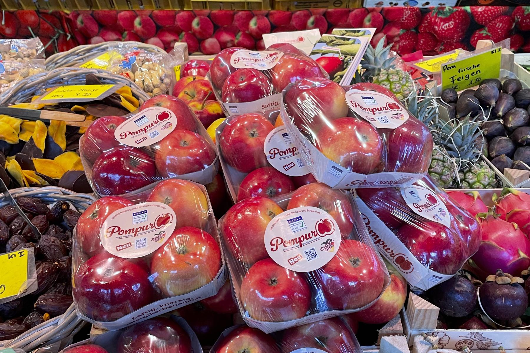 Pompur-Äpfel auf dem Wochenmarkt