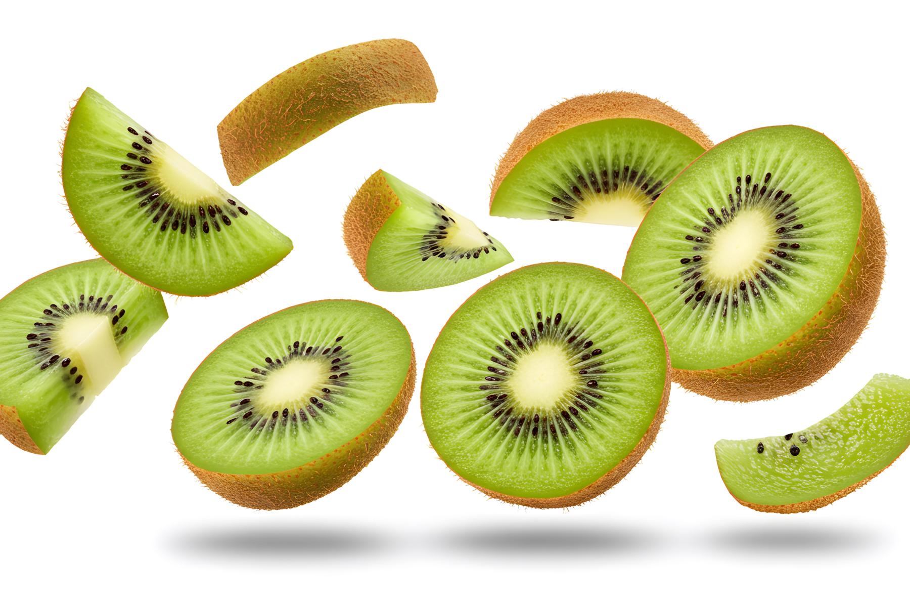 Kiwischeiben und Kiwispalten