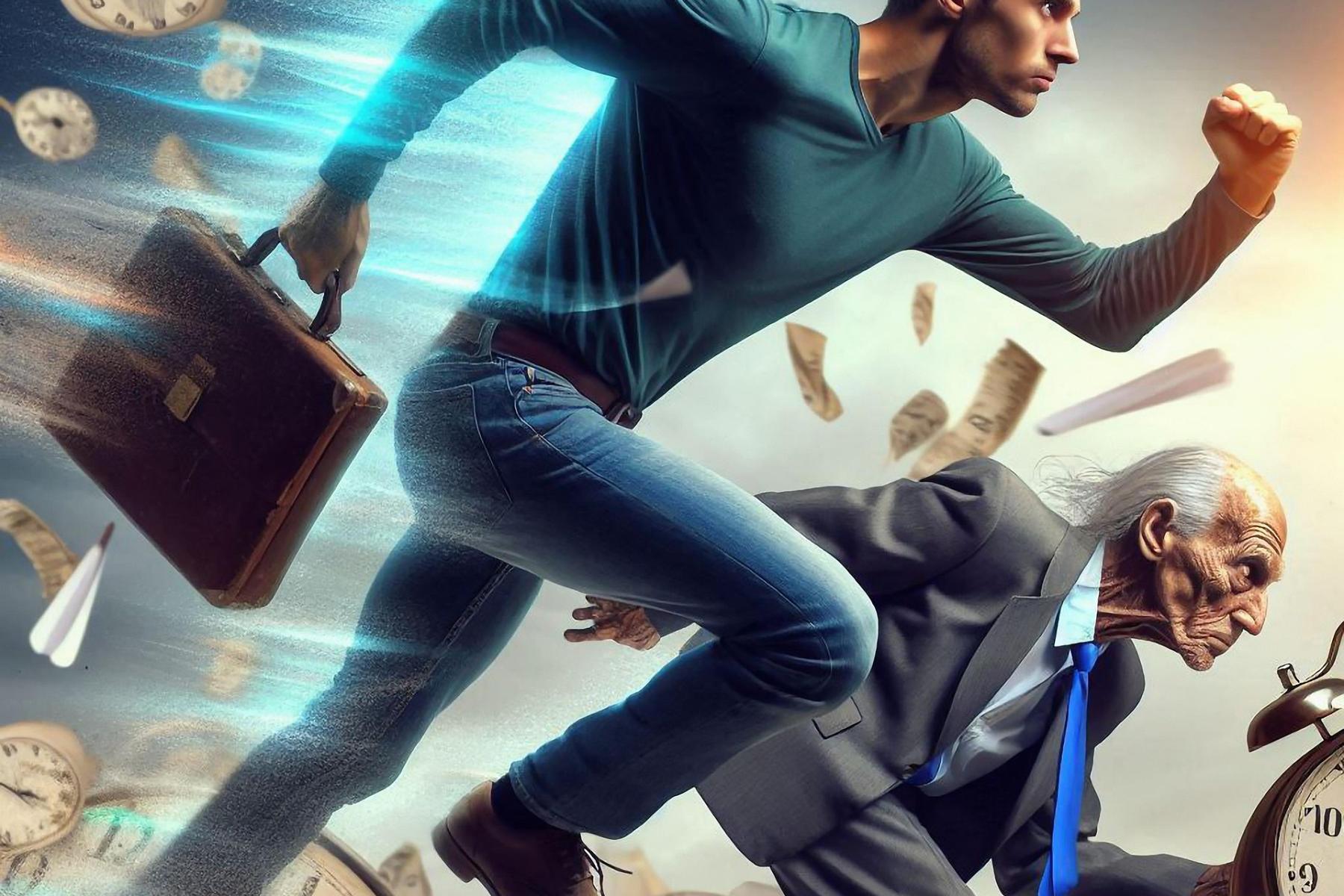 Menschen hetzen durch die Zeit