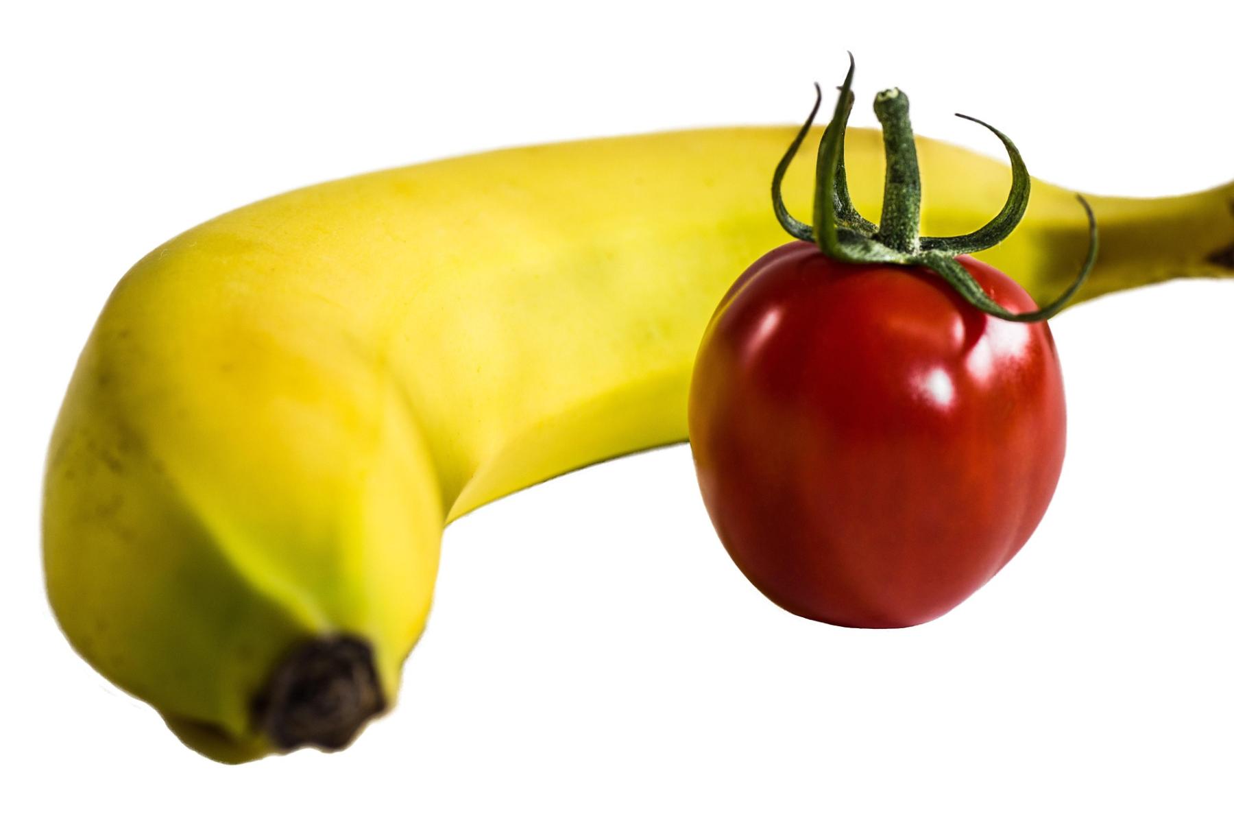Banane und Tomate
