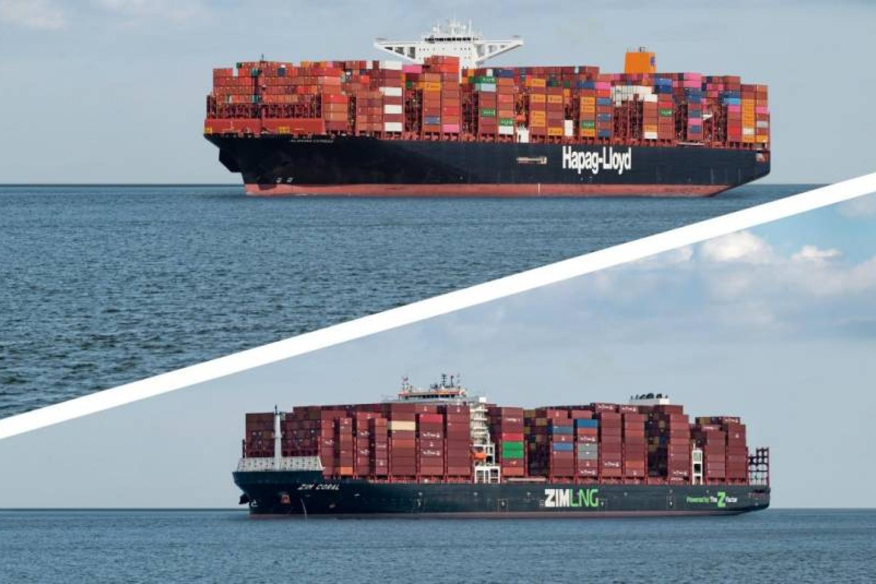 Schiffe von Hapag-Lloyd und ZIM
