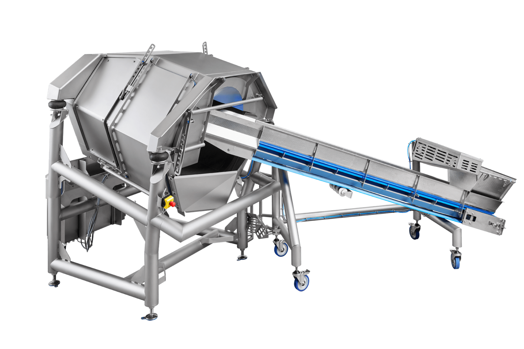 Bei der K1040H handelt es sich um eine vollautomatische Lösung zur schonenden und effizienten Entfernung von Oberflächenwasser bei gewaschenem Salat, Gemüse und veganen Produkten.