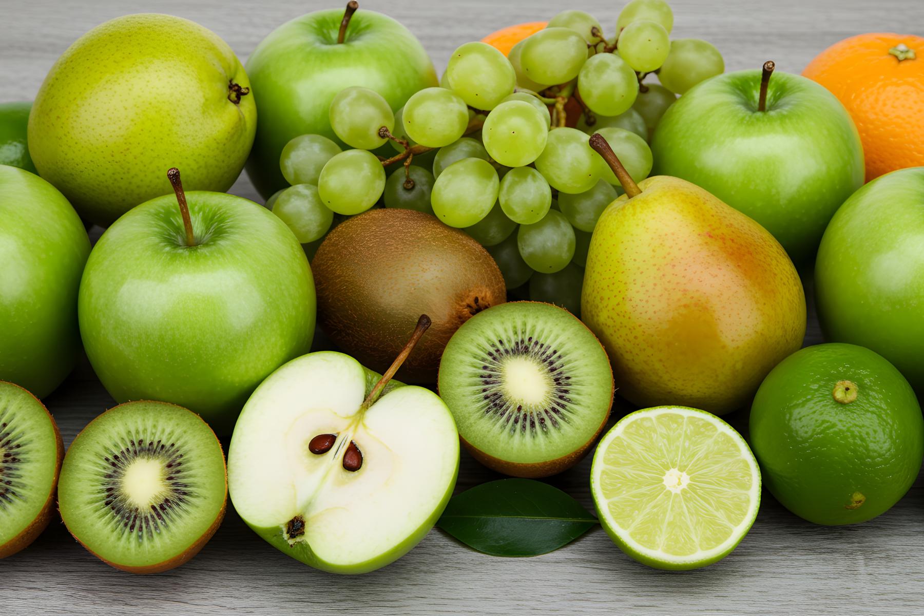 Äpfel, Kiwis, Trauben, Birnen und Zitrusfrüchte
