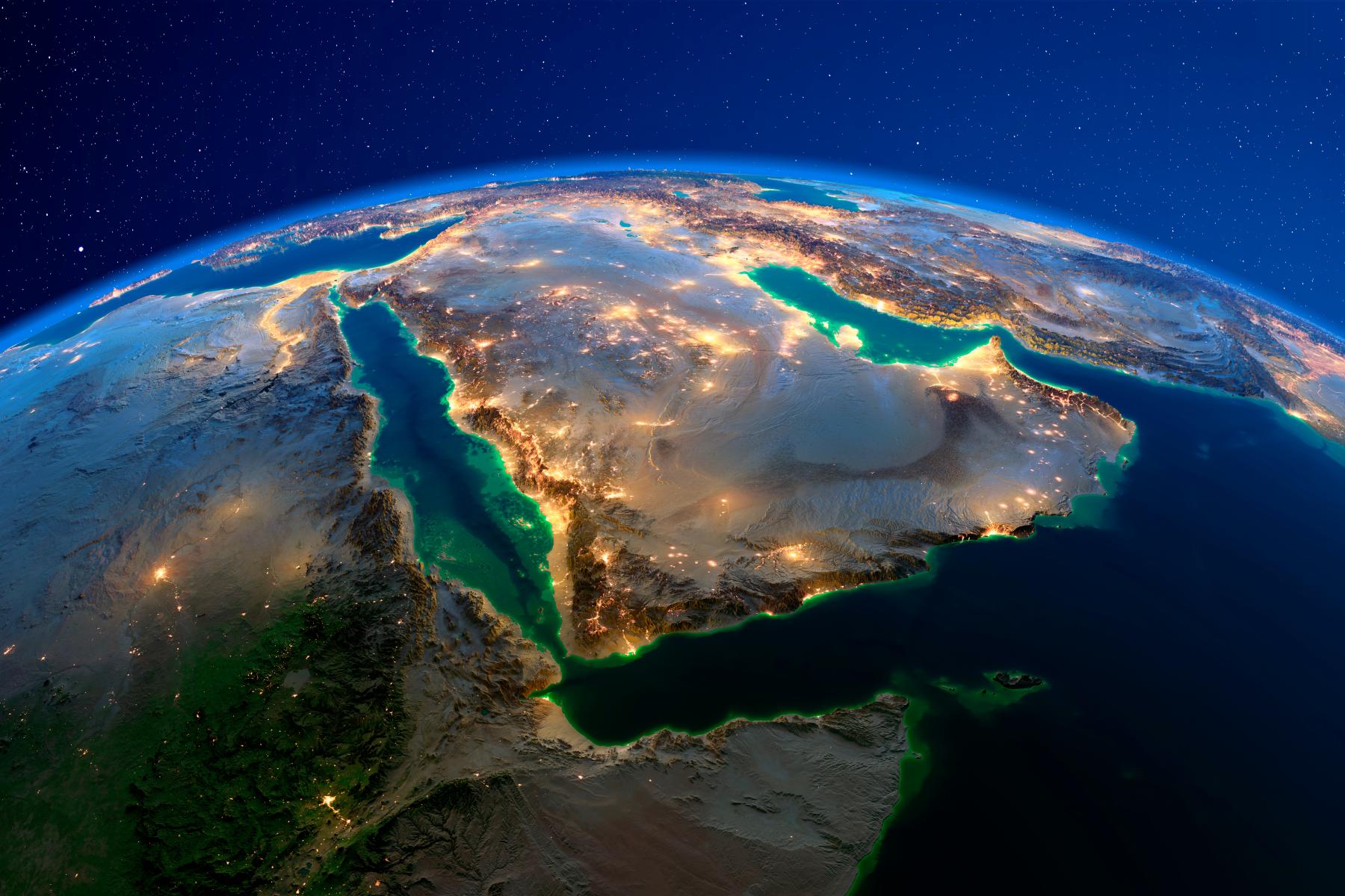 Weltkugel mit Blick auf den mittleren Osten