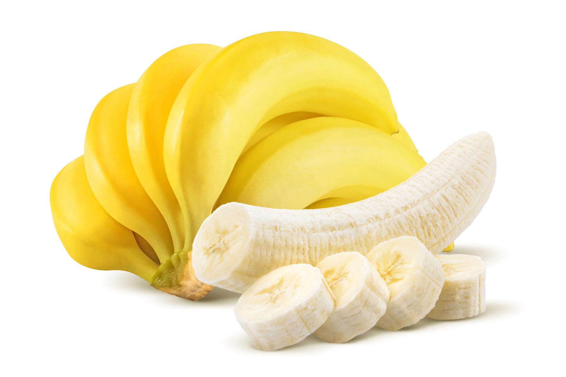 ganze und aufgeschnittene Bananen