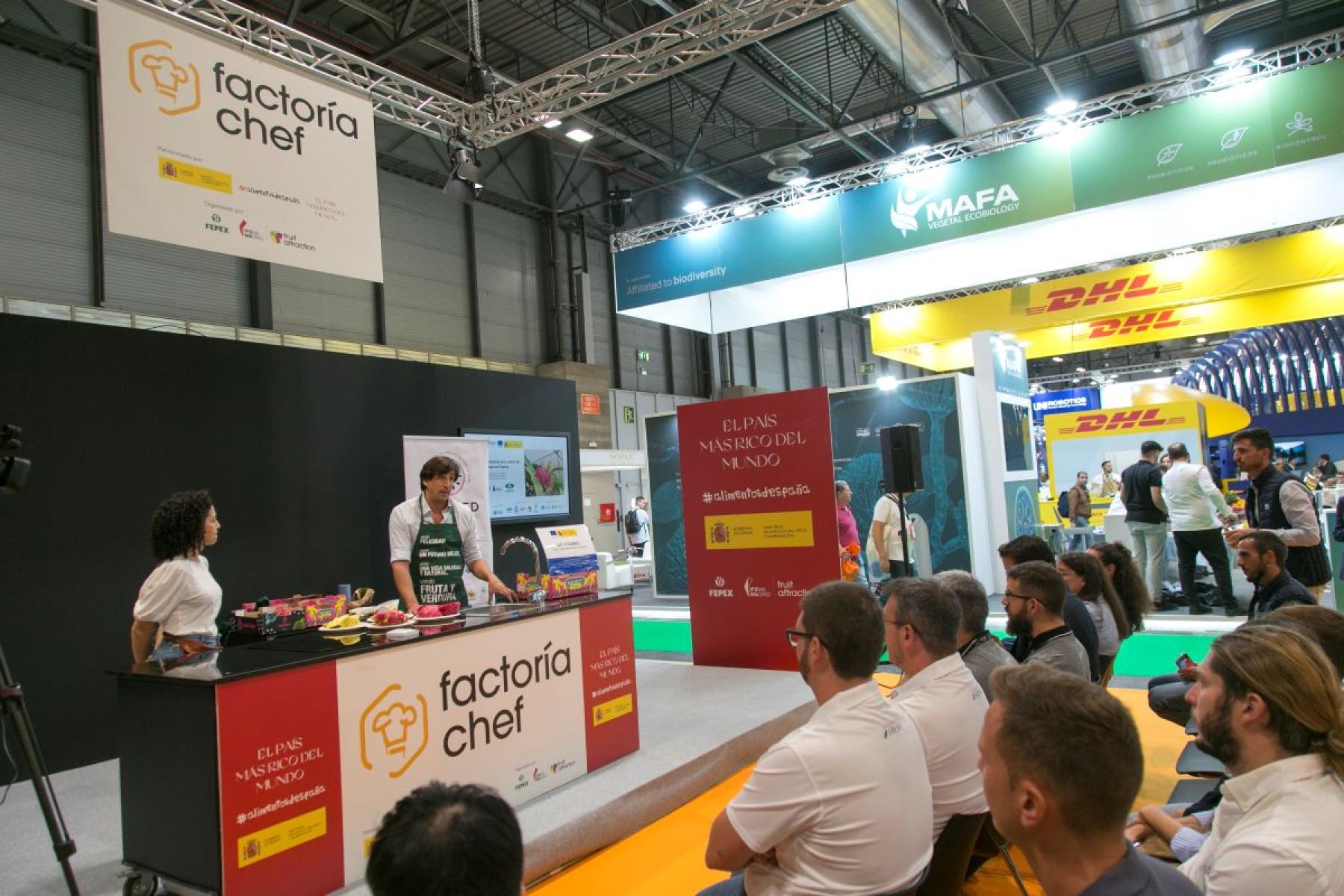 Blick auf „Factoría Chef“ – einen gastronomischen Bereich der Fruit Attraction