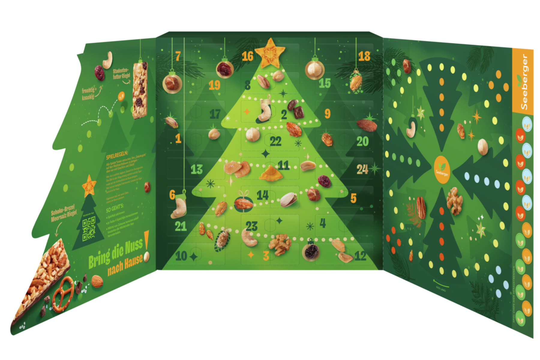 Adventskalender mit Nüssen gefült