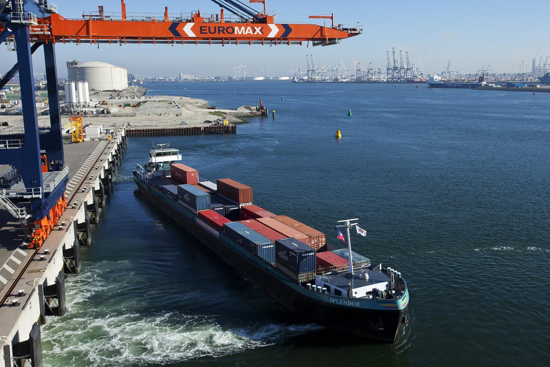 Barge at Euromax terminal Hafen Rotterdam