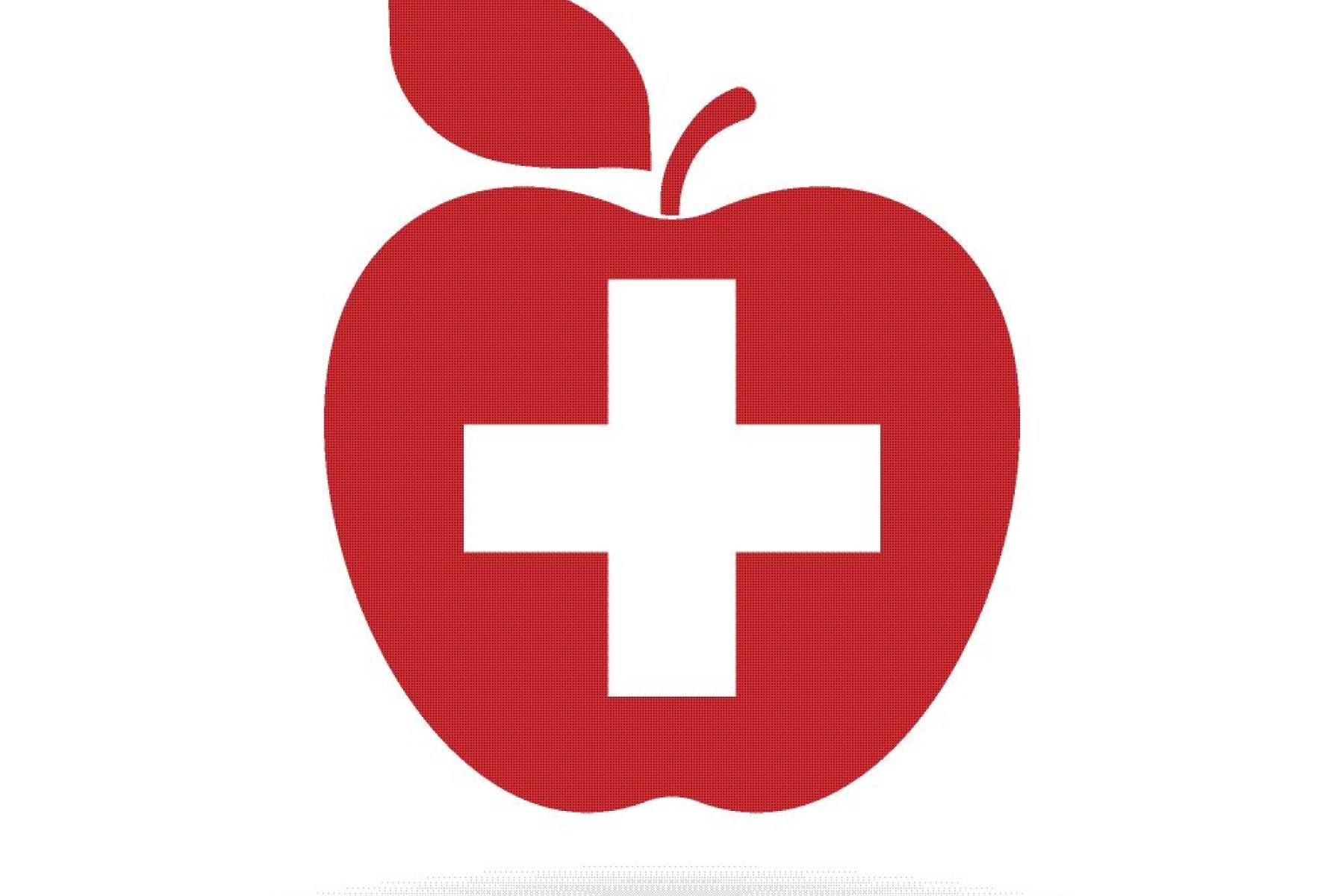 Schweiz-Kreuz in einem roten Apfel