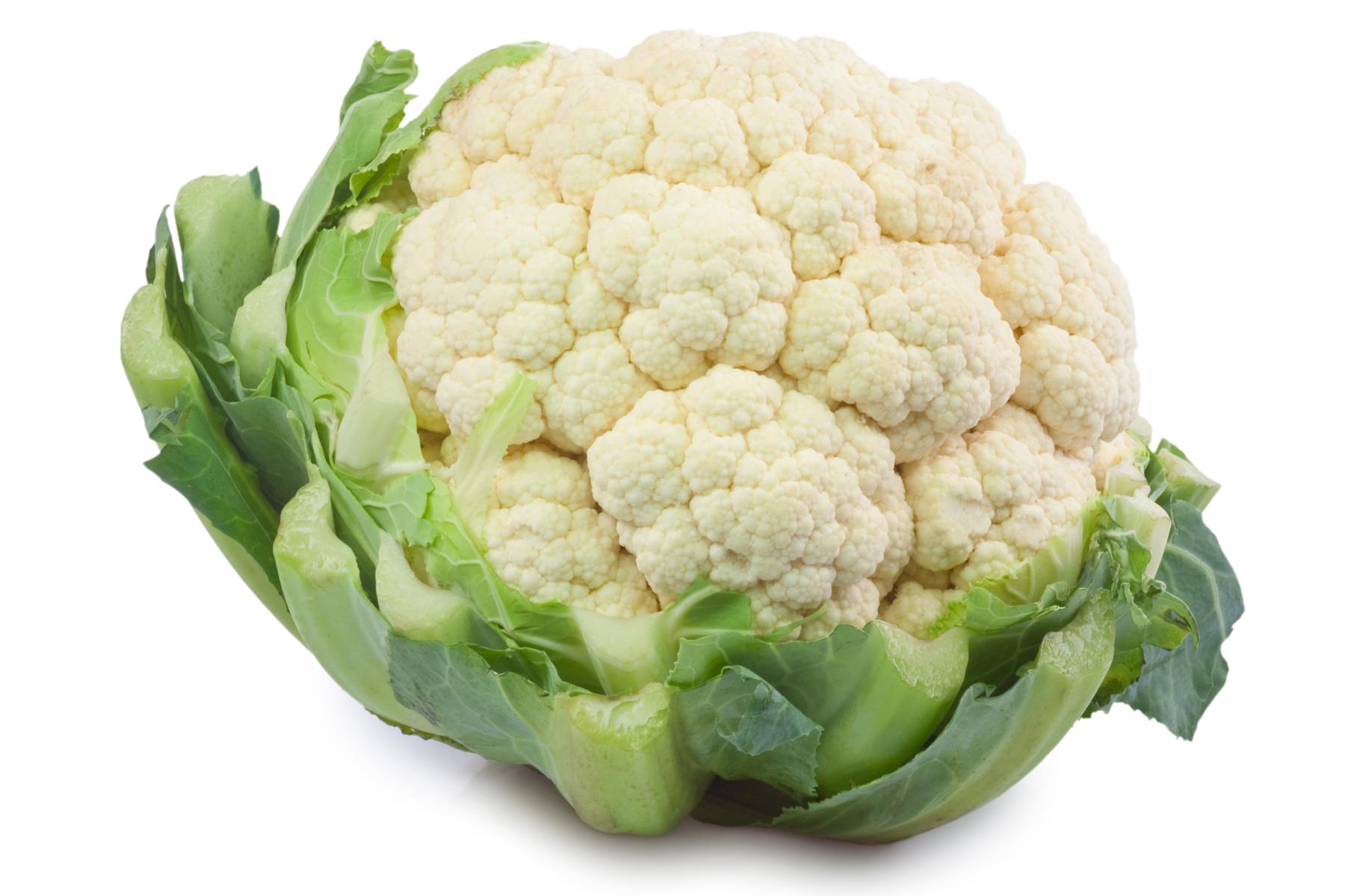 Blumenkohl vor weißem Hintergrund
