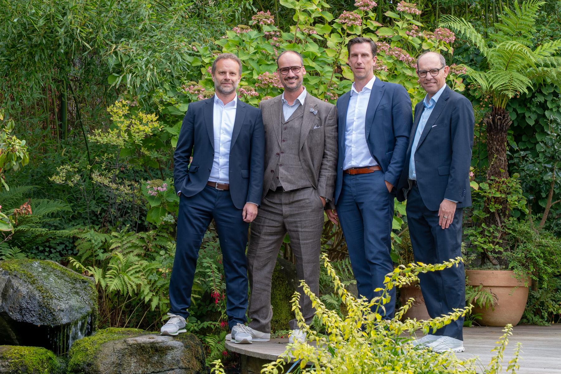 Die Vorstände von Gartenbau-Versicherung (GV) und Vereinigter Hagelversicherung (VH), v.l.n.r.: Dr. Jan Keller (VH), Christian Senft (GV), Dr. Philipp Schönbach (VH), Dr. Dietmar Kohlruss (GV)