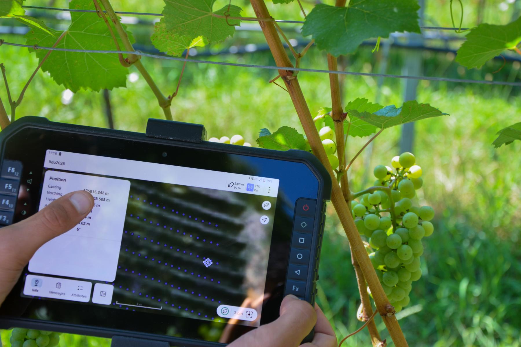 Tablet mit Anzeigen in der Plantage