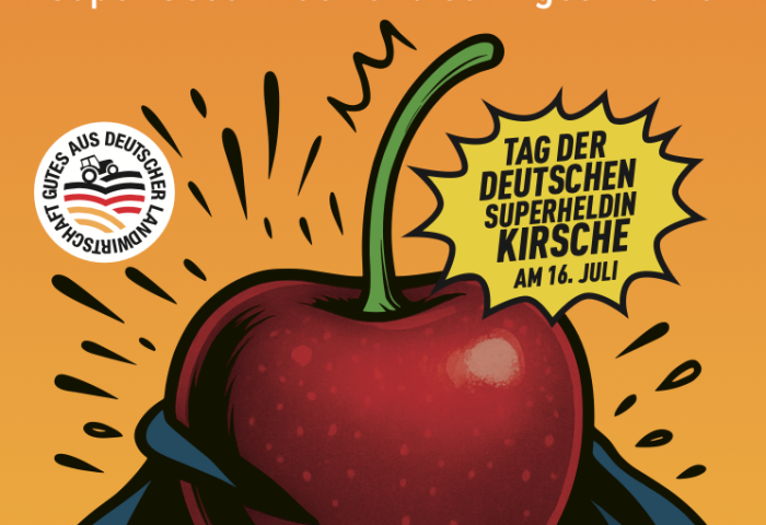 Plakat für die Kampagne "Superheldin Kirsche"