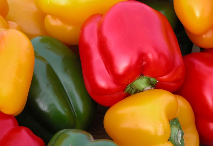 rote, gelbe und grüne Paprika