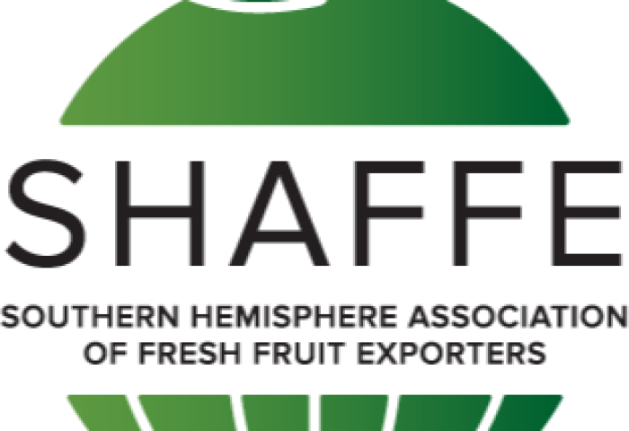 Logo der Southern Hemisphere Association of Fresh Fruit Exporters (SHAFFE) mit grünem stilisiertem Globus und schwarzem Schriftzug.