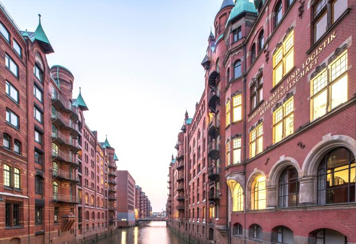 Blick auf die Hamburger Speicherstadt