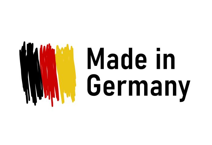 Schriftzug Made in Germany mit Deutschlandflagge