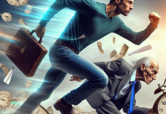 Menschen hetzen durch die Zeit