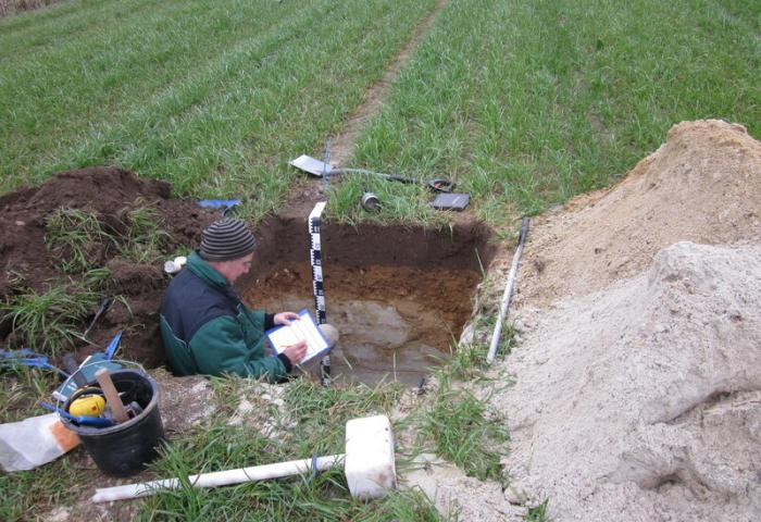 Beprobung von landwirtschaftlich genutzten Flächen während Bodenzustandserhebung