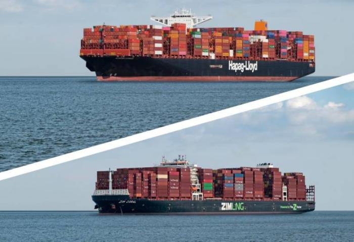 Schiffe von Hapag-Lloyd und ZIM