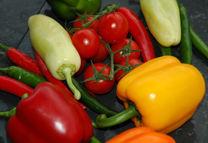 Paprika und Tomaten