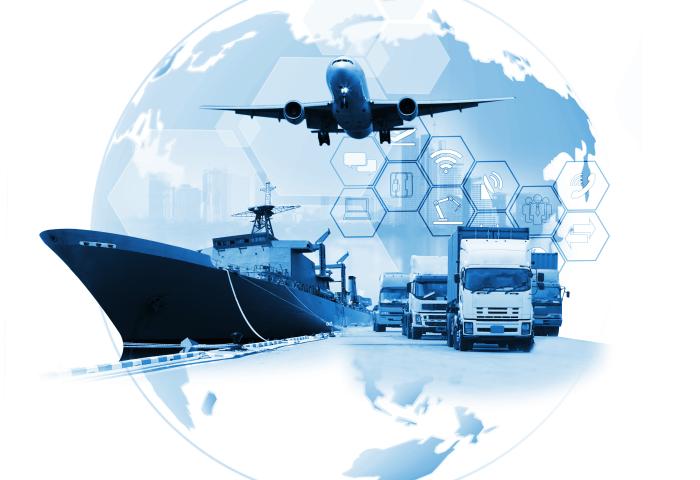 Transportmöglichkeiten der Branche: Schiff, Lkw, Flugzeug