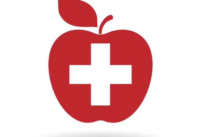 Schweiz-Kreuz in einem roten Apfel