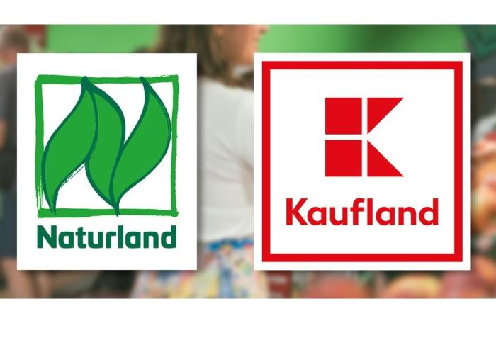 Die Firmenlogos von Naturland und Kaufland