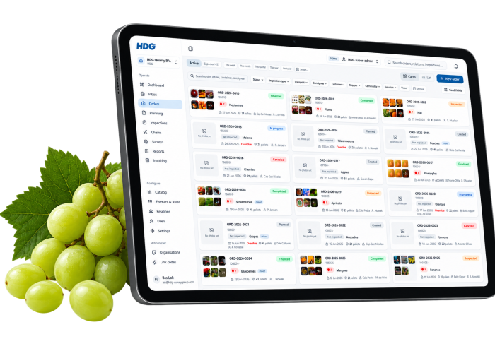 HDG. The Quality Company - Tablet und Trauben