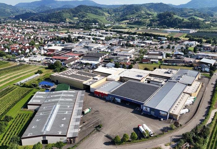 Das Betriebsgelände der Obstgroßmarkt Mittelbaden eG