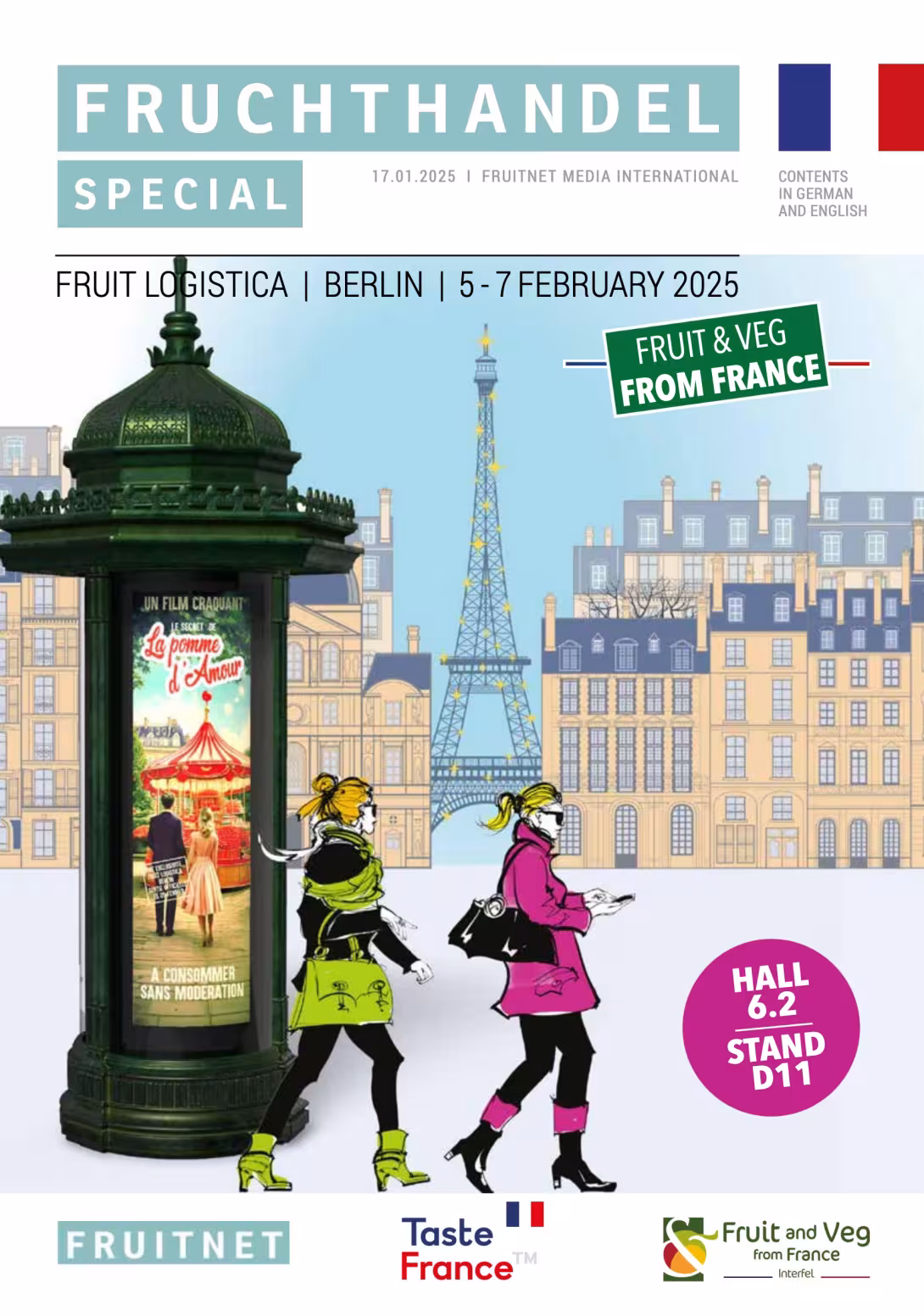Fruchthandel Special Frankreich 2025 mit Pariser Illustration und Hinweis auf Fruit Logistica.