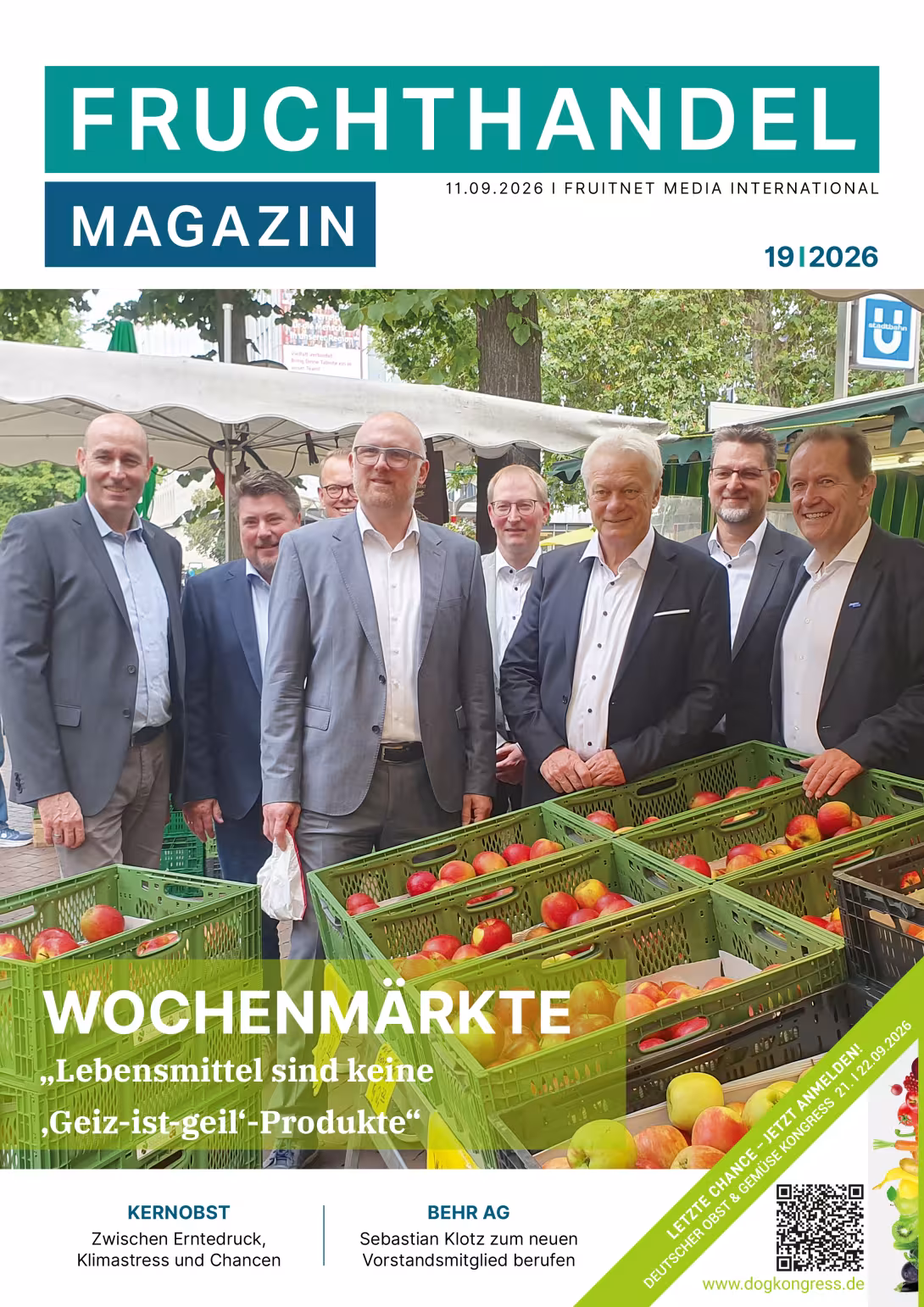 Titelbild der Ausgabe 19/26 des Fruchthandel Magazins