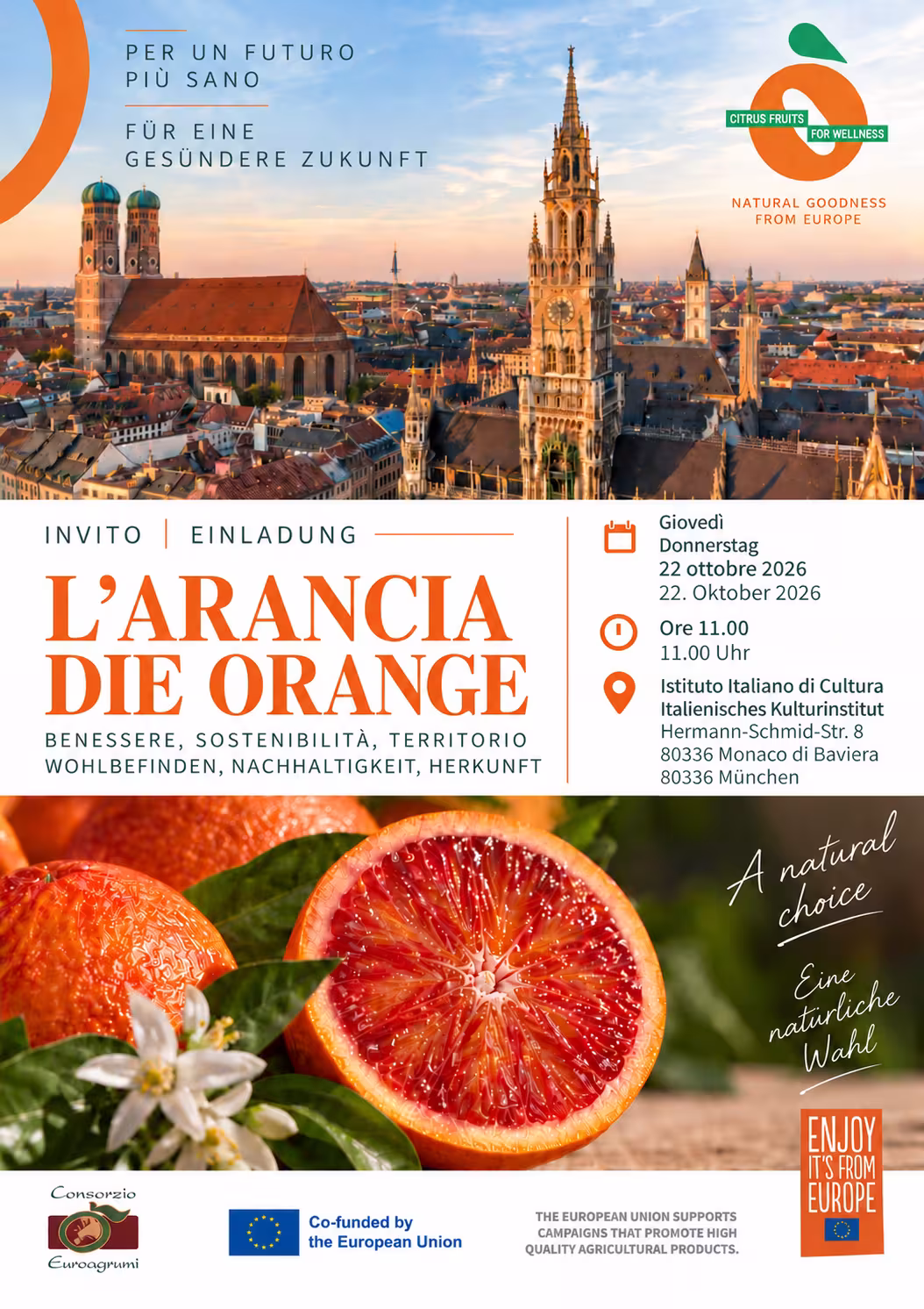 Einladung zur Veranstaltung von "Citrus Fruits for Wellness" am 22.10.26 in München